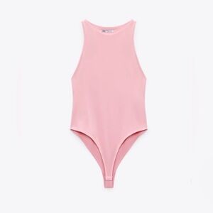 Zara High Neck Bodysuit in Pink Size Small